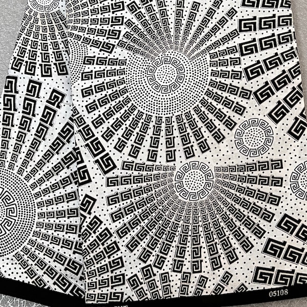 Motif de roues noir et blanc, tissu africain, tissu monochrome wax à pois | Tissu en coton Ankara par mètre