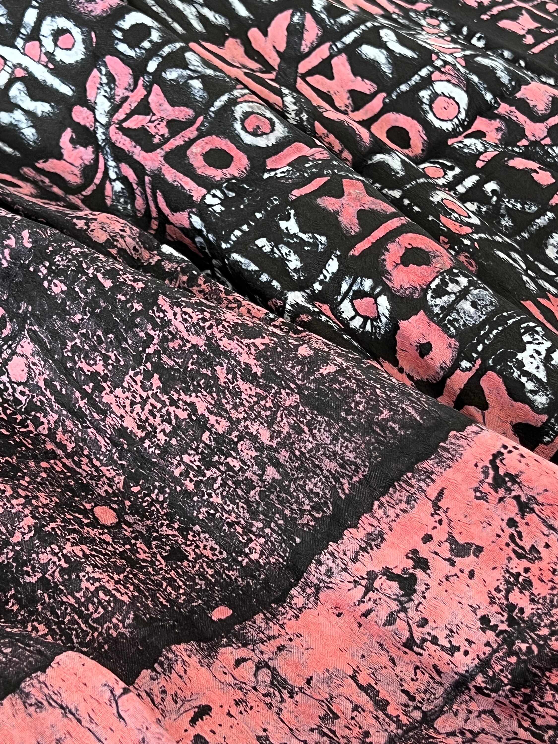 Handmade Pink & Black Batik Fabric: Nigerian Adire Cotton, 2.4 Yards - Etsy