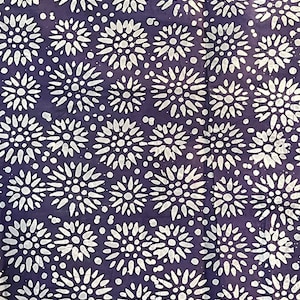 Purple Handmade Batik, African Adire Fabric, Traditional Handmade Quilt Fabric Purple Abstract Adire Fabric By Yard image 4