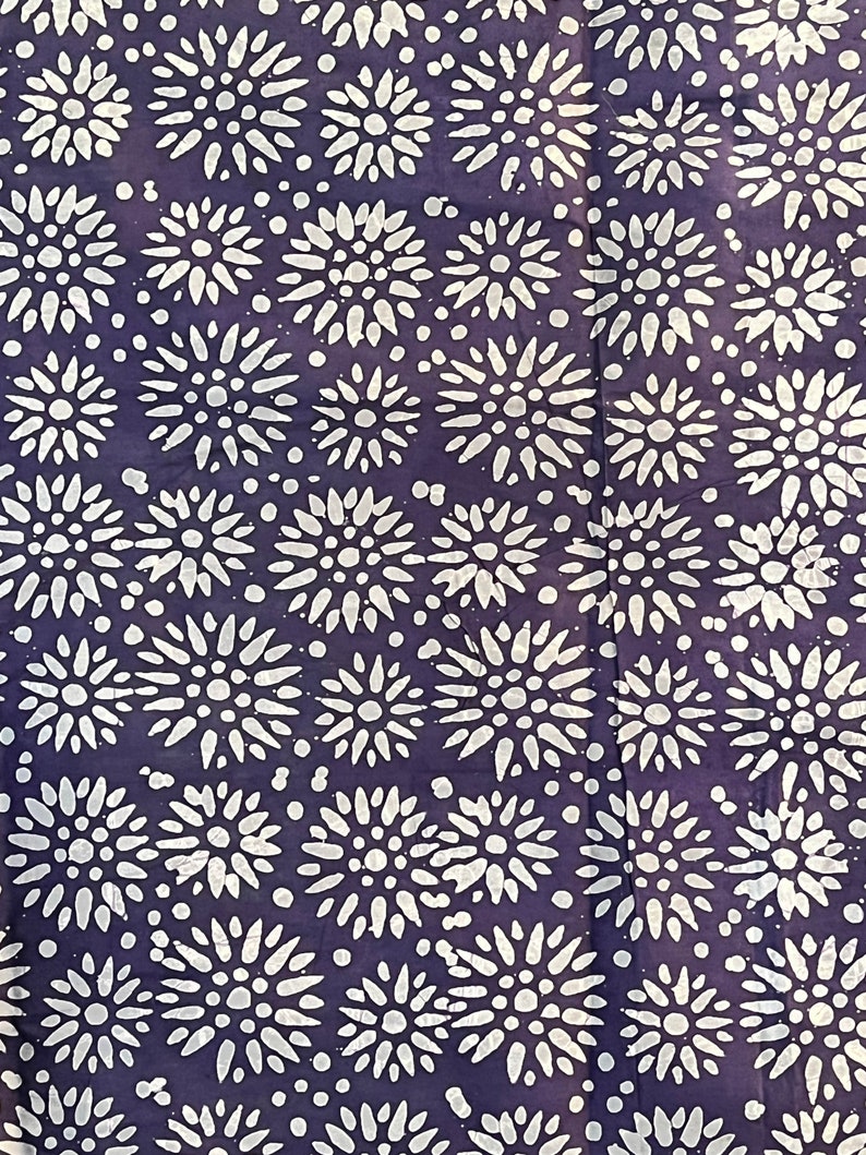 Purple Handmade Batik, African Adire Fabric, Traditional Handmade Quilt Fabric Purple Abstract Adire Fabric By Yard image 4