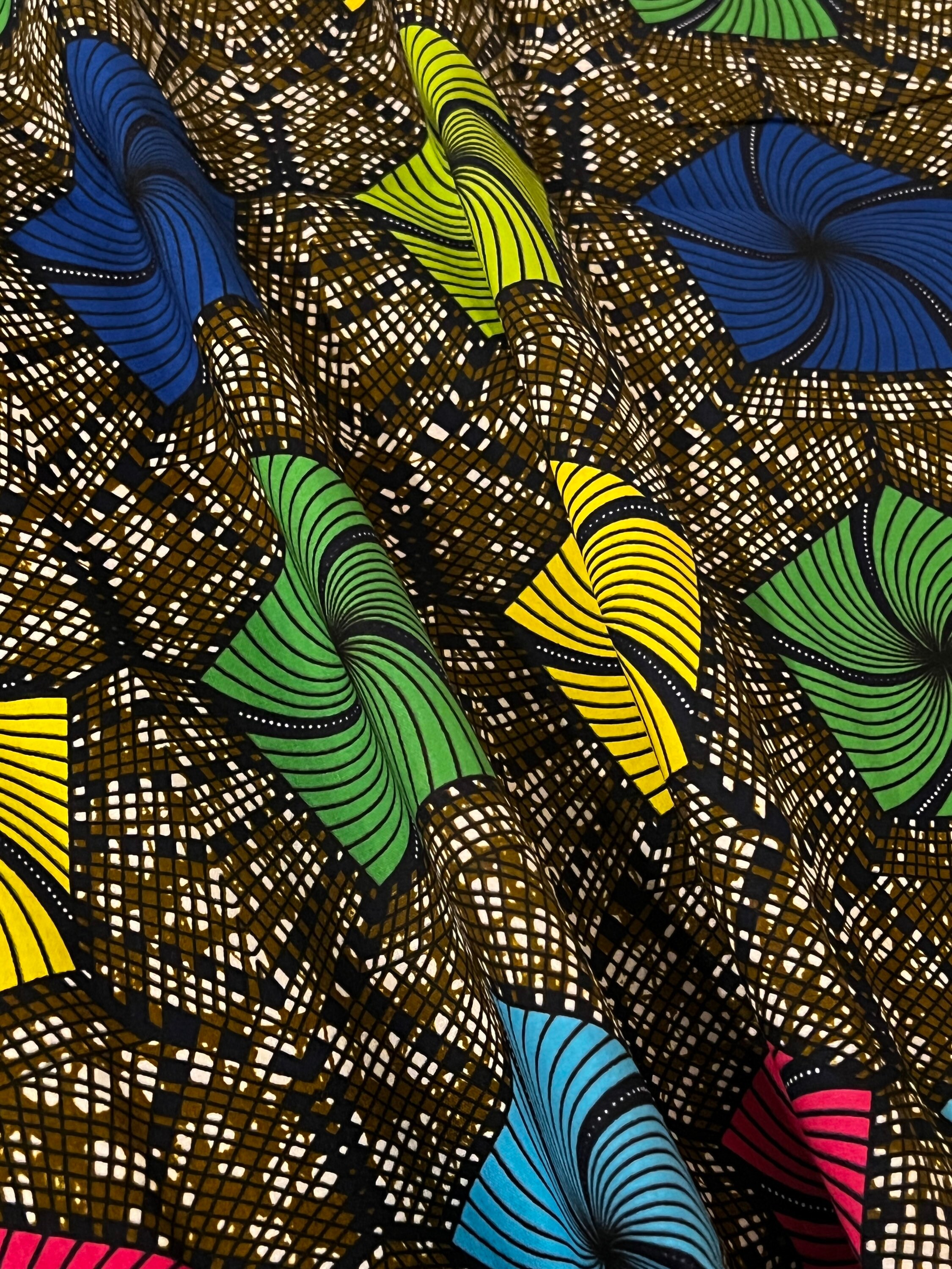 African Wax Print Cotton Fabric 4 Crafts & Dresses Bright & Bold Colors Per Yard 