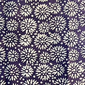 Purple Handmade Batik, African Adire Fabric, Traditional Handmade Quilt Fabric Purple Abstract Adire Fabric By Yard image 2