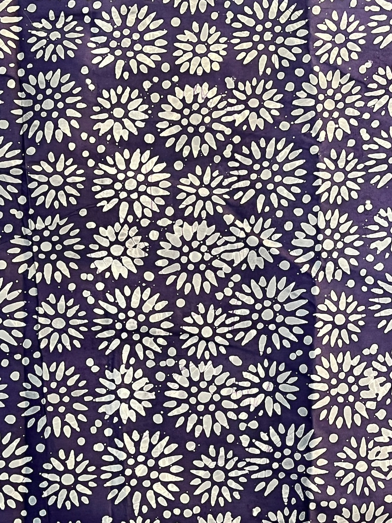 Purple Handmade Batik, African Adire Fabric, Traditional Handmade Quilt Fabric Purple Abstract Adire Fabric By Yard image 2