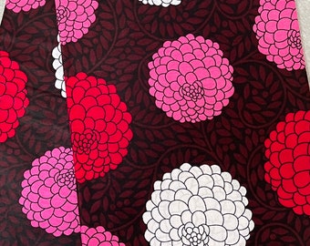 Red & Pink Floral African Print Cotton Fabric - Ankara Wax Print
