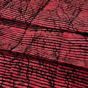 Pink and Black Stripes Handmade Adire Batik Fabric Nigerian Batik African Fabric, Dressmaking Fabric Sold By the Yard image 1