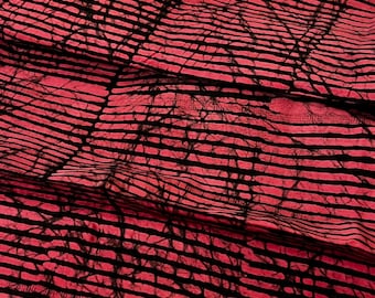 Pink and Black Stripes Handmade Adire Batik Fabric Nigerian Batik African Fabric, Dressmaking Fabric| Sold By the Yard