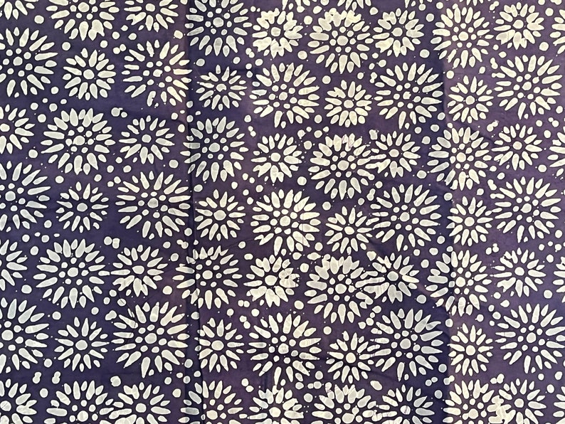 Purple Handmade Batik, African Adire Fabric, Traditional Handmade Quilt Fabric Purple Abstract Adire Fabric By Yard image 6