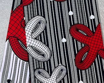 Dark Blue and Red 3D African Print Fabric, Rich Cotton Fabric African Fabric, Ankara Fabric, African Wax Print, sold by the yard