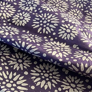 Purple Handmade Batik, African Adire Fabric, Traditional Handmade Quilt Fabric Purple Abstract Adire Fabric By Yard image 8