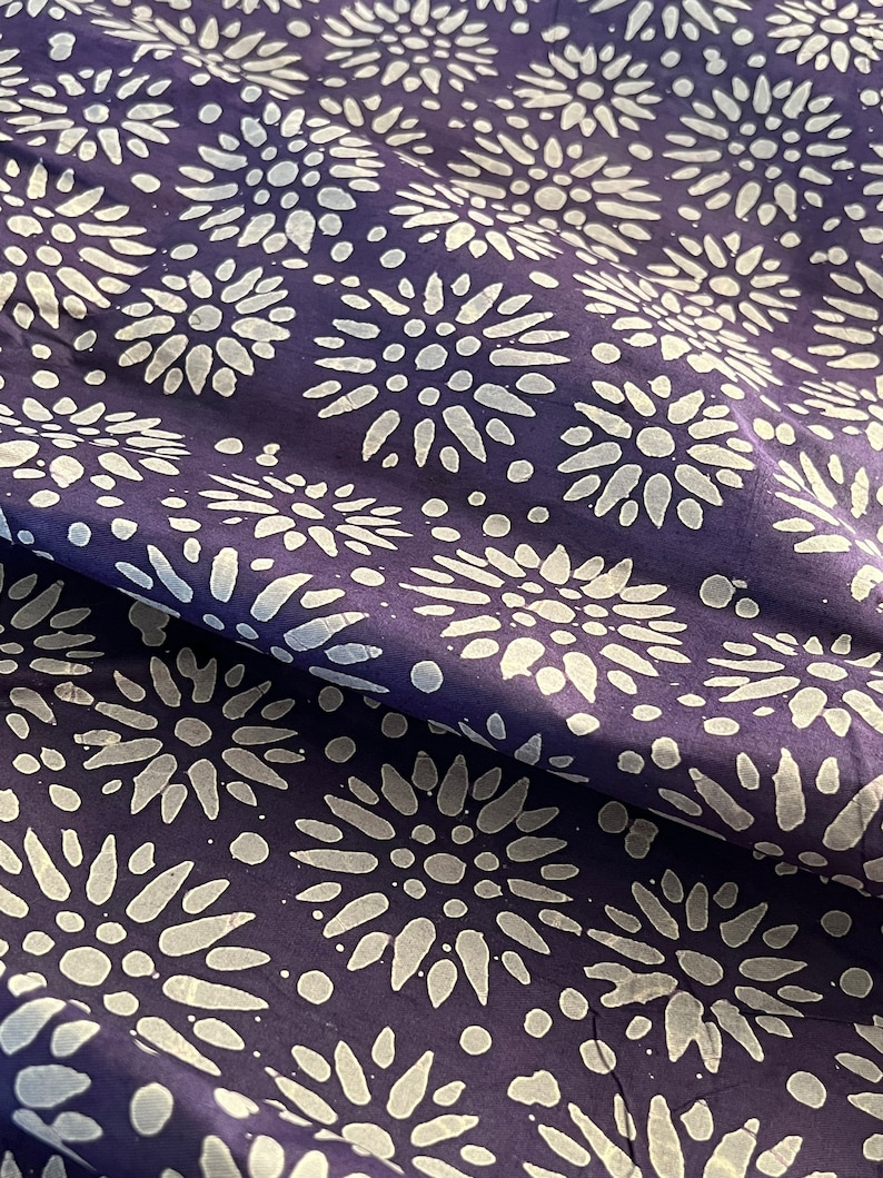 Purple Handmade Batik, African Adire Fabric, Traditional Handmade Quilt Fabric Purple Abstract Adire Fabric By Yard image 8
