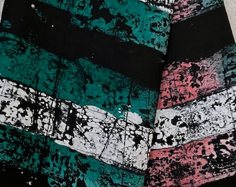 Tela batik a rayas hecha a mano: algodón adire nigeriano, 2,4 yardas