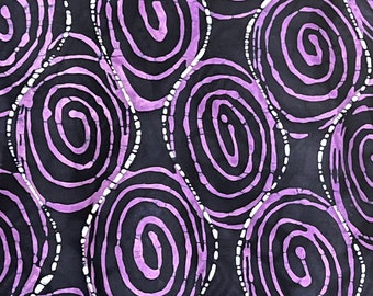 Nigerian Traditional Abstract Adire Fabric Purple and Black Swirls Handmade African Batik Yoruba Adire Batik Cotton Fabric sold per yard