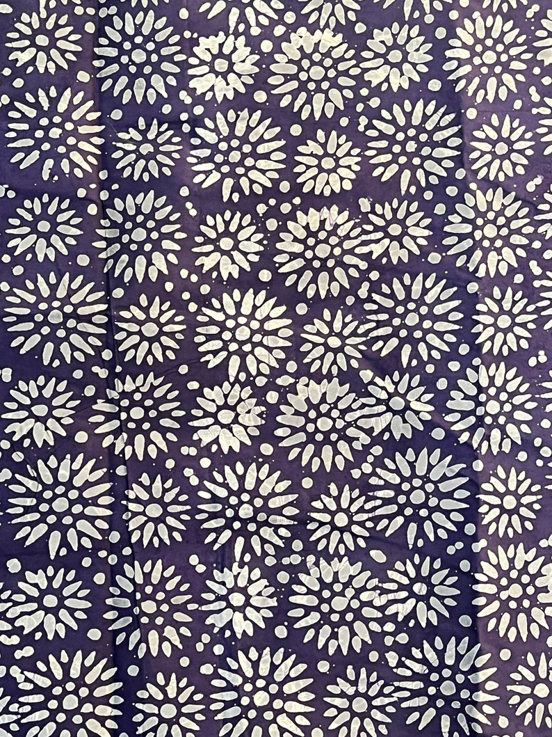 Purple Handmade Batik, African Adire Fabric, Traditional Handmade Quilt Fabric Purple Abstract Adire Fabric By Yard image 3