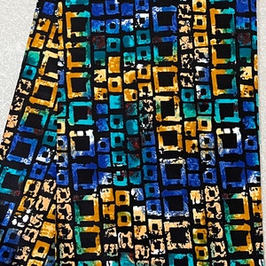Blue, Mustard Squares African Print Fabric, Rich Cotton Fabric African Fabric, Ankara Fabric, African Wax Print, sold by the yard