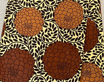 Brown Floral African Print Cotton Fabric - Ankara Wax Print