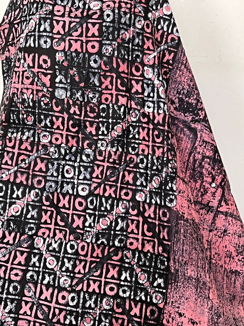 Handmade Pink & Black Batik Fabric: Nigerian Adire Cotton, 2.4 Yards - Etsy