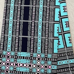 Blue Cyan Kente Print, African Print Fabric, Rich Cotton Fabric, Ankara Fabric, African Wax Print, sold by the yard