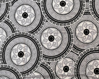 Offen オッフェン/ scallop pattern / BLACK Raindrop Ovals Printed Stretch Cotton Sateen - Black/White
