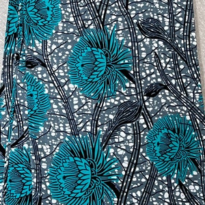 Grau und Cyan Blau Blumen Blüte Afrikanischer Druck Stoff, Reich Baumwoll-Stoff Afrikanischer Stoff, Ankara Stoff, Afrikanischer Wax Print, lose Lagerware