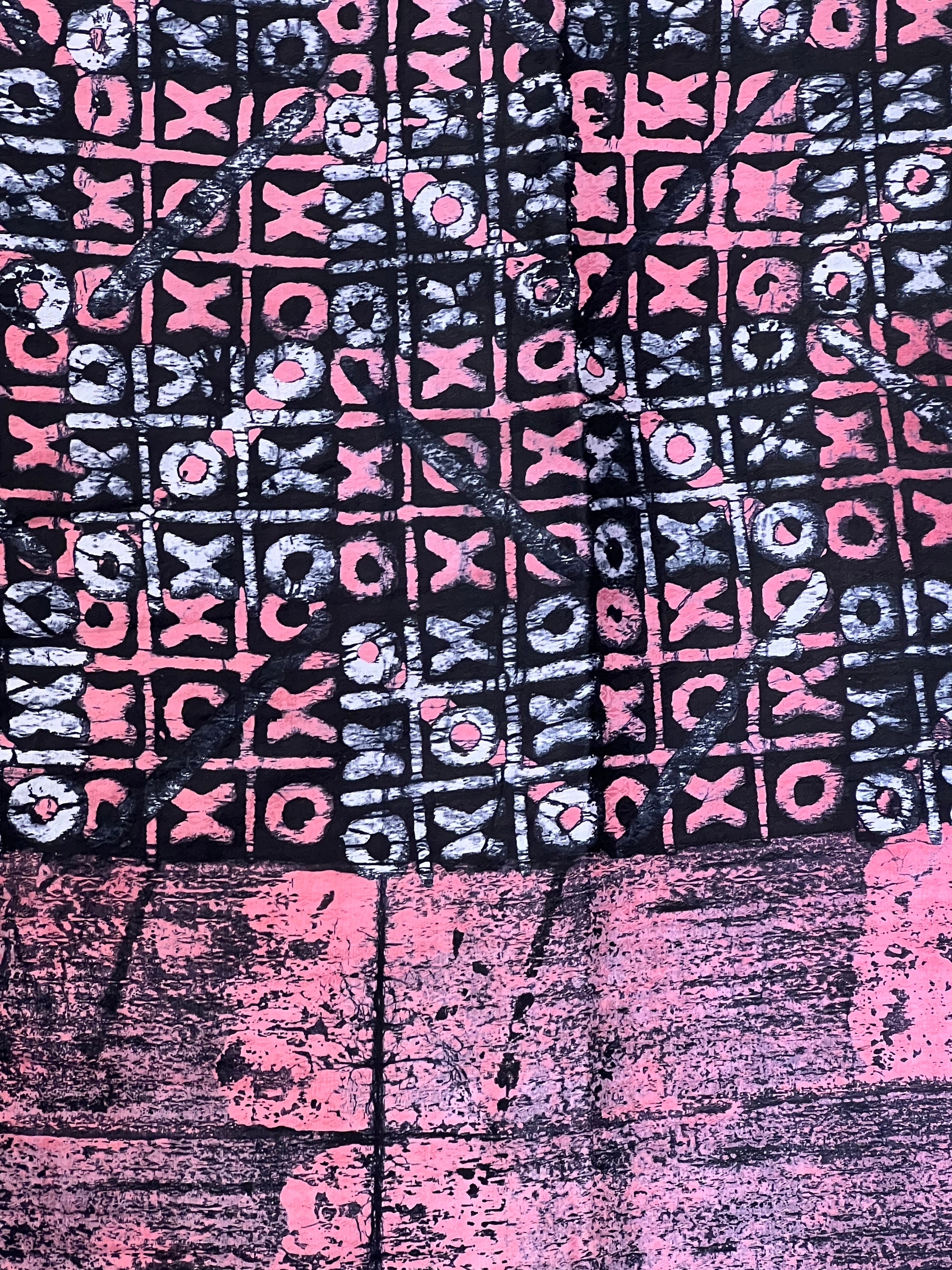 Handmade Pink & Black Batik Fabric: Nigerian Adire Cotton, 2.4 Yards - Etsy