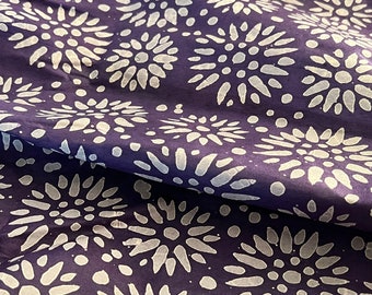 Purple Handmade Batik, African Adire Fabric, Traditional Handmade Quilt Fabric | Purple Abstract Adire Fabric By Yard