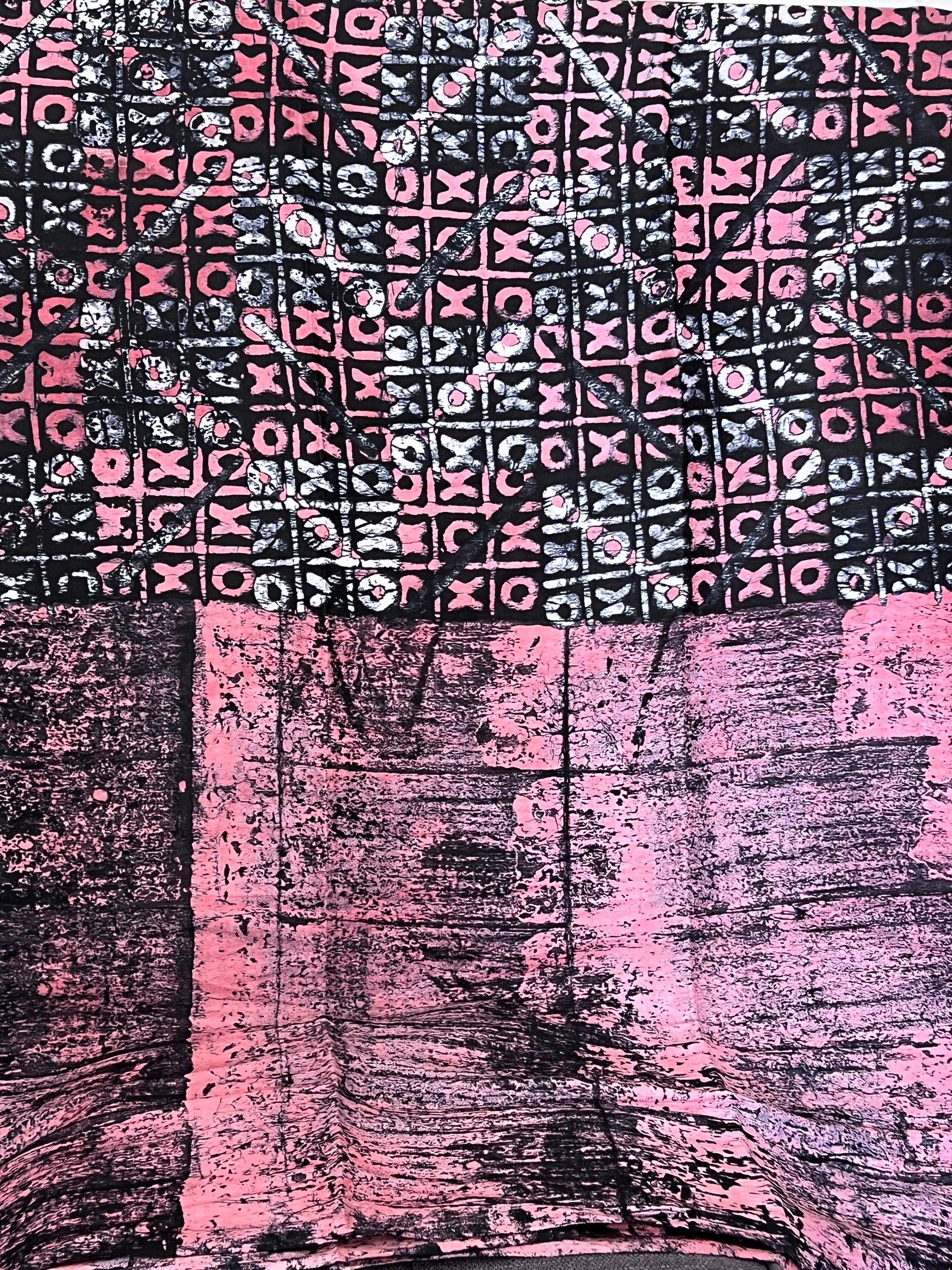 Handmade Pink & Black Batik Fabric: Nigerian Adire Cotton, 2.4 Yards - Etsy