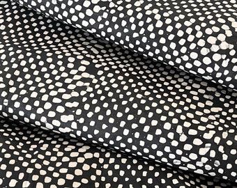Nigeria Handmade Adire Batik, Dressmaking Fabric | Black and White Polka Dots Hand-dyed Adire Fabric Sold Per Yard
