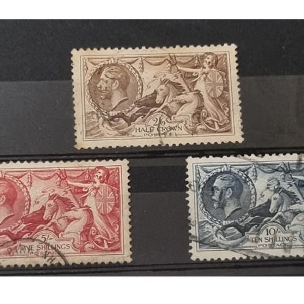King George V Vintage Briefmarken Set von Seepferdchen Great Britain