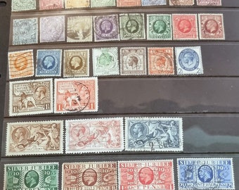 Collections de timbres britanniques King George V vintage