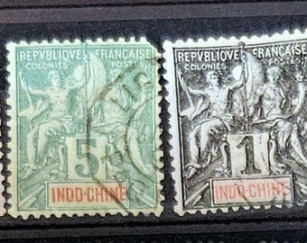 Französische Kolonien Indochinesische Vintage Briefmarken