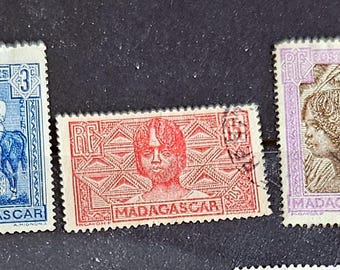 マダガスカル切手24枚。マダガスカル切手コレクション（1930年代/40