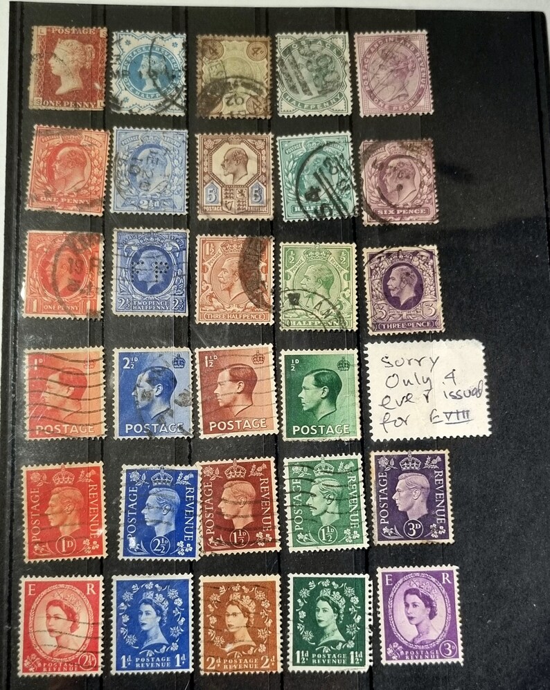 Vintage Great Britain Stamps Inc Queen Victoria Penny Red With Kings