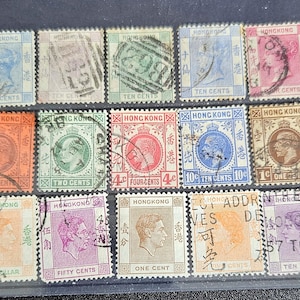 Vintage Hong Kong stamps QV to QEII