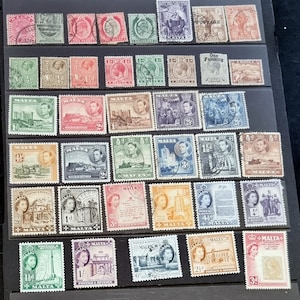 Vintage Malta Stamps Queen Victoria + KGVI