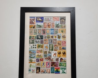 East Africa Themed Vintage Stamp Collection in photo frame