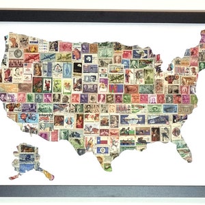 Vintage USA Briefmarken Collagenkunst