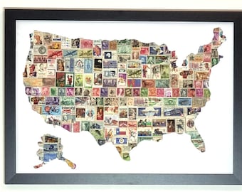 Vintage USA stamp collage art