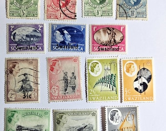 Vintage Briefmarken vom Britischen Commonwealth aus Swasiland