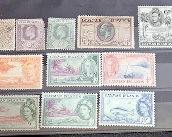 Br Commonwealth Vintage Cayman Islands Stamps