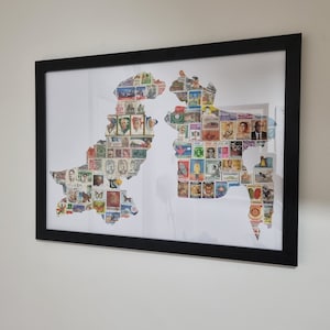Bangladesh Pakistan Vintage Stamp Collection in photo frame