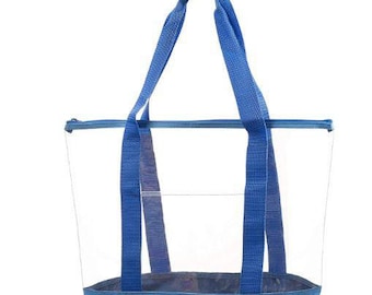 Large Clear Tote Bag with zipper closure (CH-706-ROY)