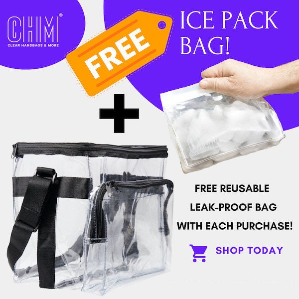 Clear Lunch Box Large (CH-1240) with FREE Small Reusable Leak Proof Ice Bag SKU BSB4075