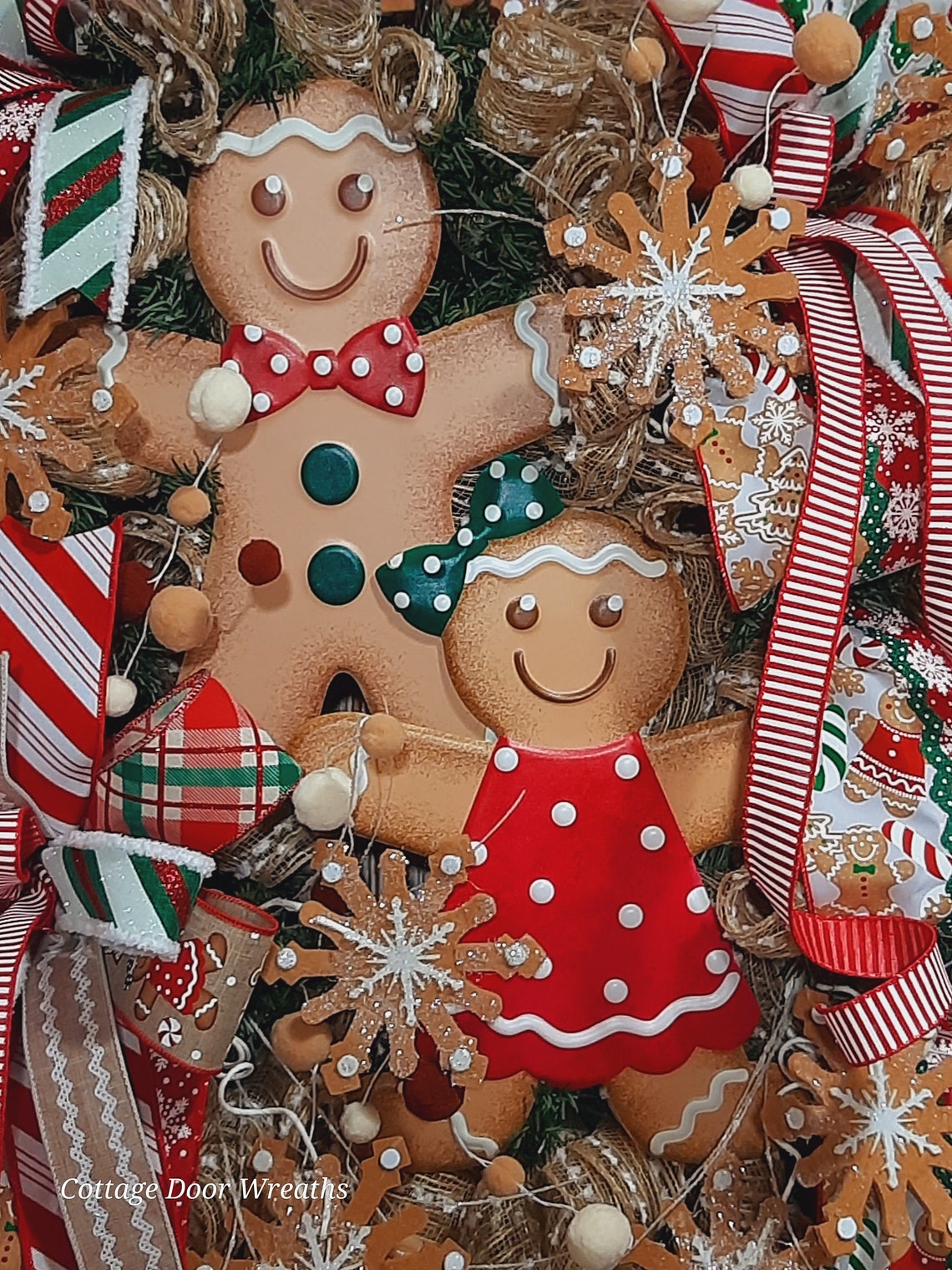 Gingerbread Christmas Wreath for Front Door,festive Holiday Porch Decor ...