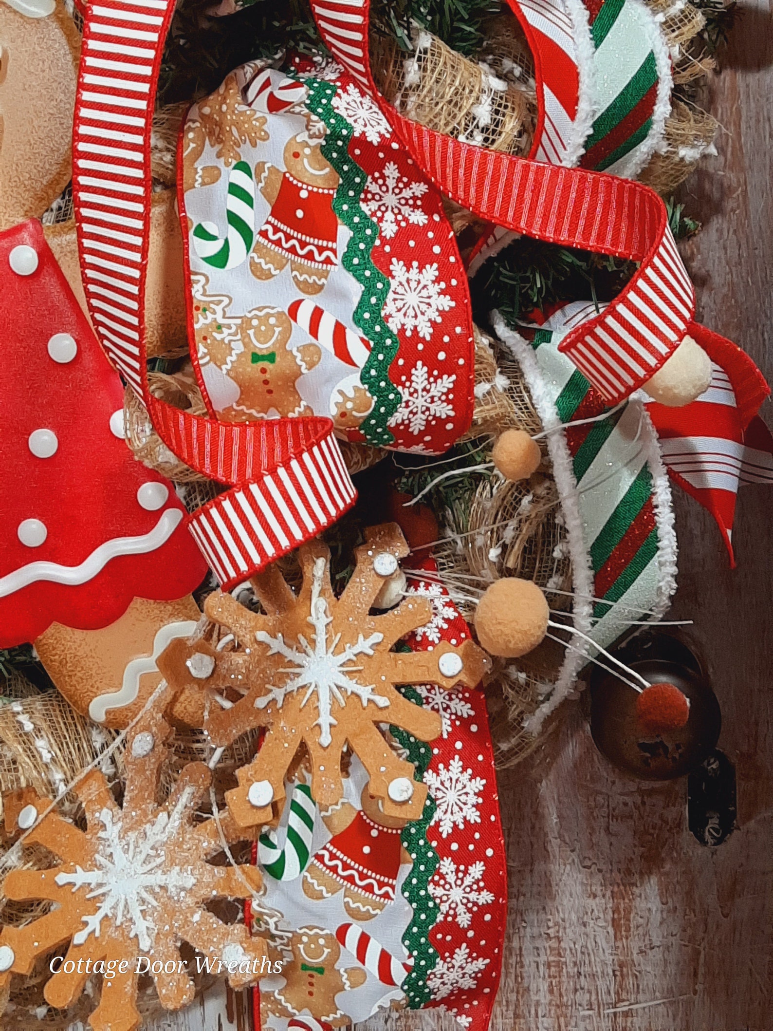 Gingerbread Christmas Wreath for Front Door,festive Holiday Porch Decor ...