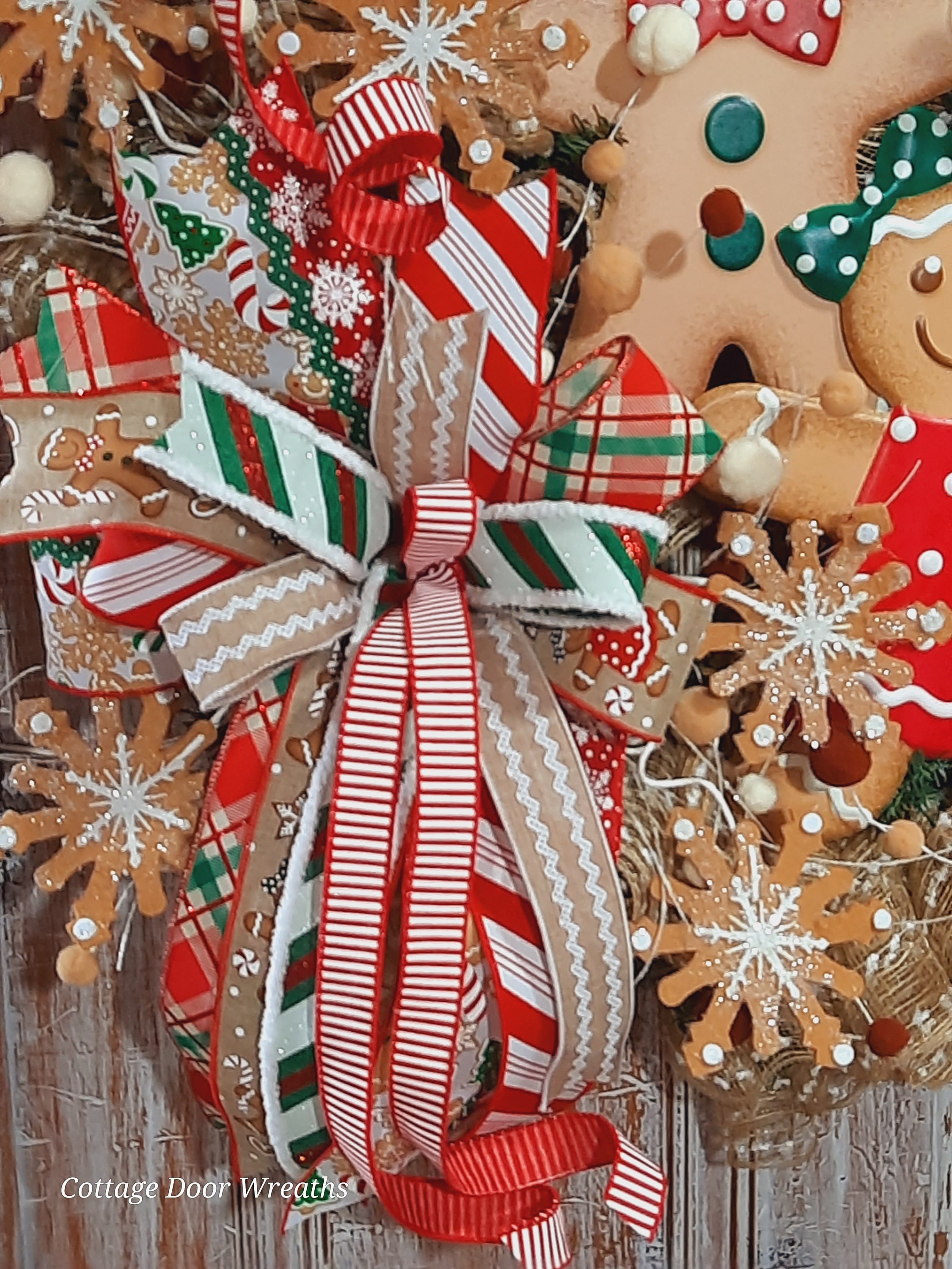 Gingerbread Christmas Wreath for Front Door,festive Holiday Porch Decor ...