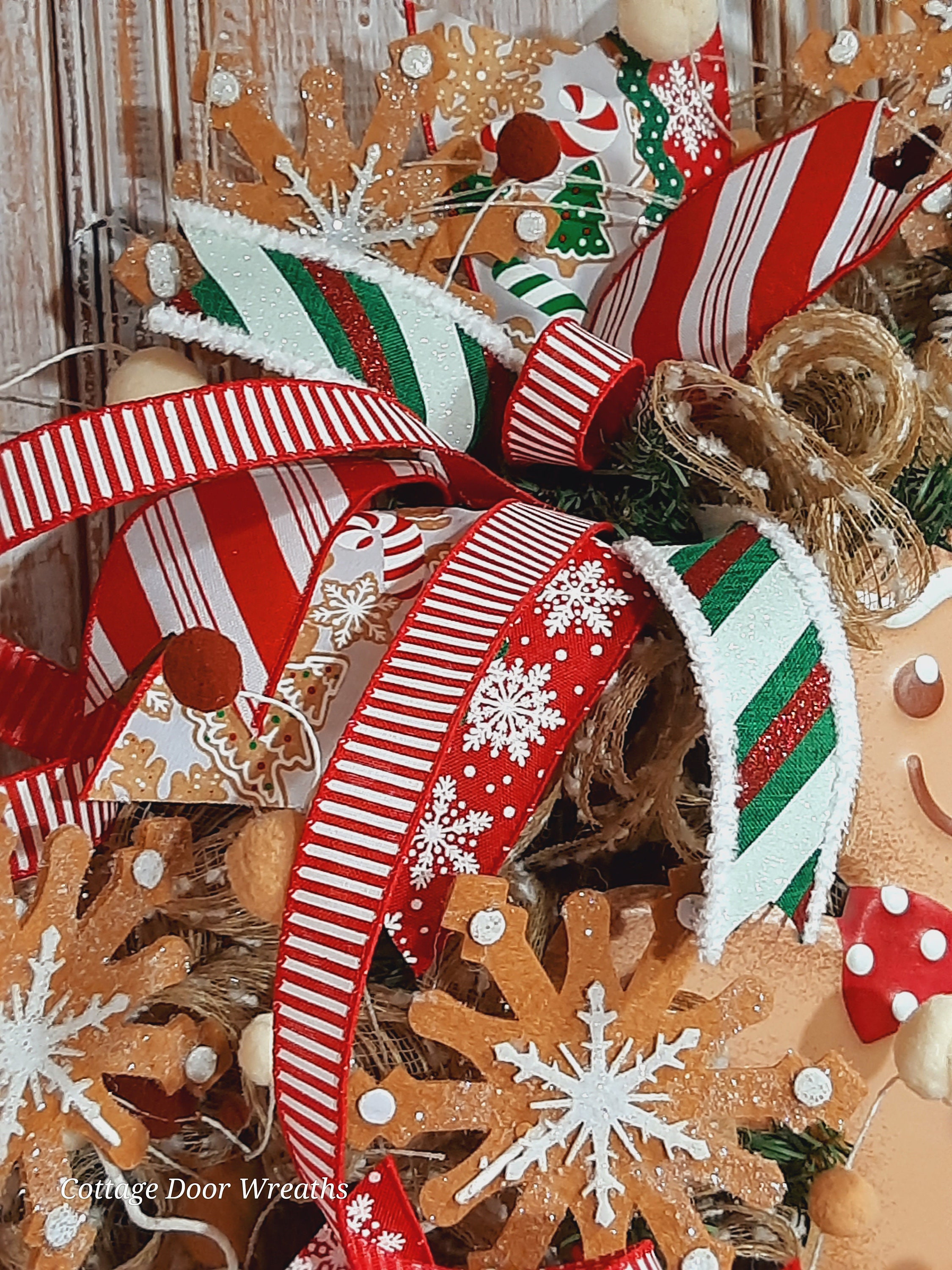 Gingerbread Christmas Wreath for Front Door,festive Holiday Porch Decor ...