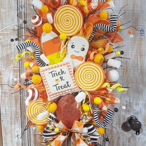 Halloween Candy Corn Wreath for Front Door,Candy Lover Decor,Lollipop porch Decor,glam Ghost wreath,glitter gem jewel wreath,trick or treat