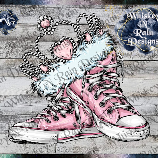 Pink Converse Princess Crown, PNG, Sublimation, Waterslide, Watercolor, Printable Decal, Sticker, Transfer, Digital, Image. Decor, Shoes