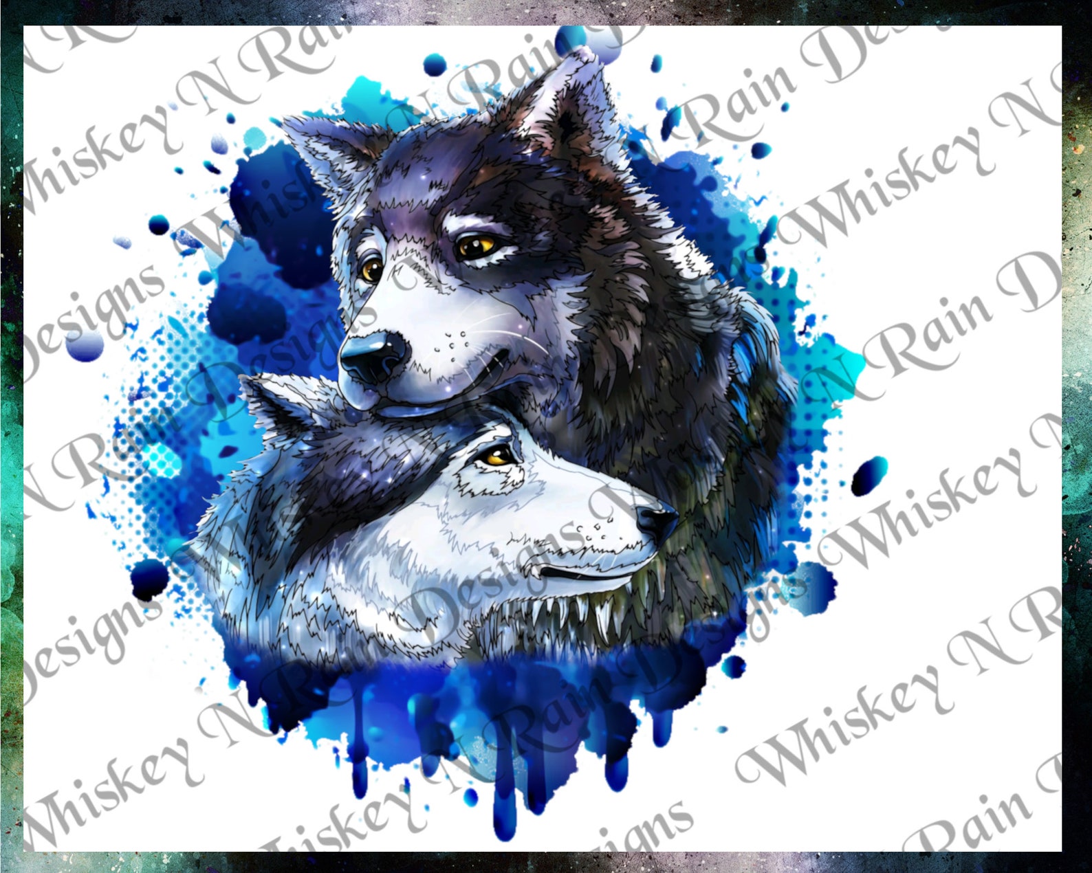 Wolf Heads PNG Waterslide Watercolor Sublimation Decal Etsy