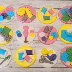 Handmade 100% Sewing Needlecraft cupcake toppers decoration set x 12